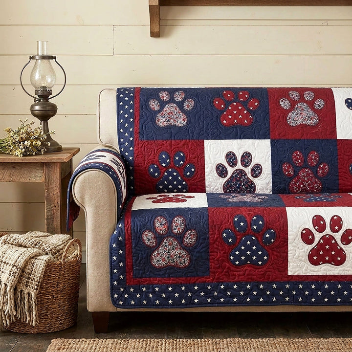 Patriotic Paws Quilted Sofa Cover