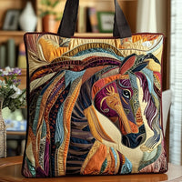 Multicolored Mosaic Horse Bag Quilted Tote Bag