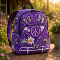 Butterfly Hippie Van Quilted Backpack