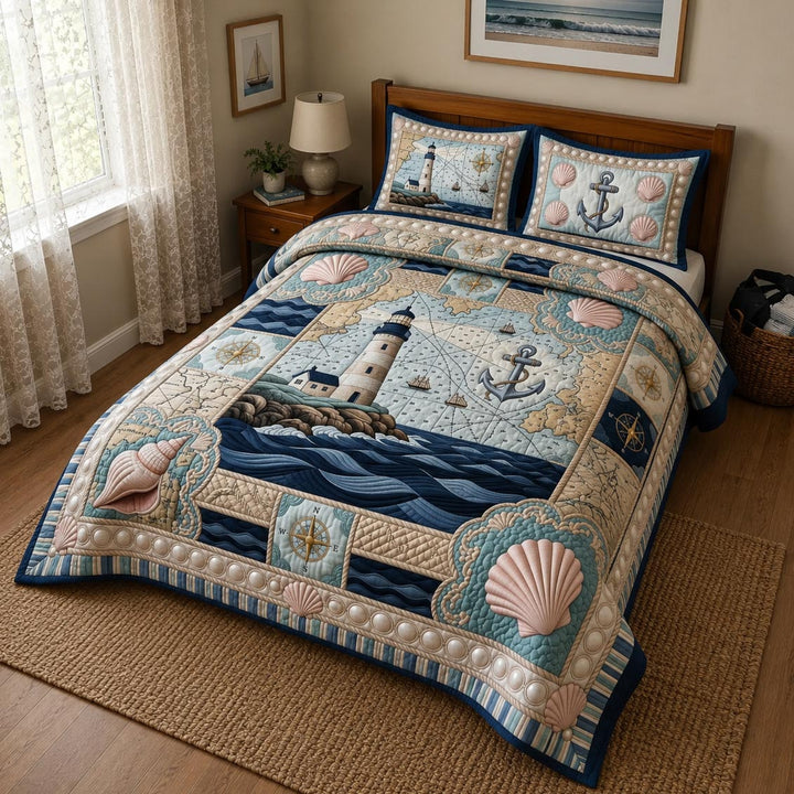 Sea Escape Bedspread Set Quilted Bedding Set