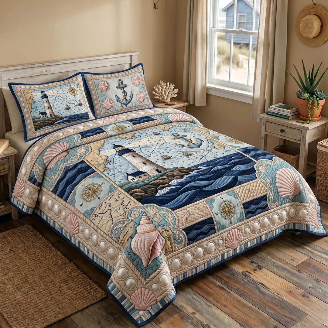 Sea Escape Bedspread Set Quilted Bedding Set