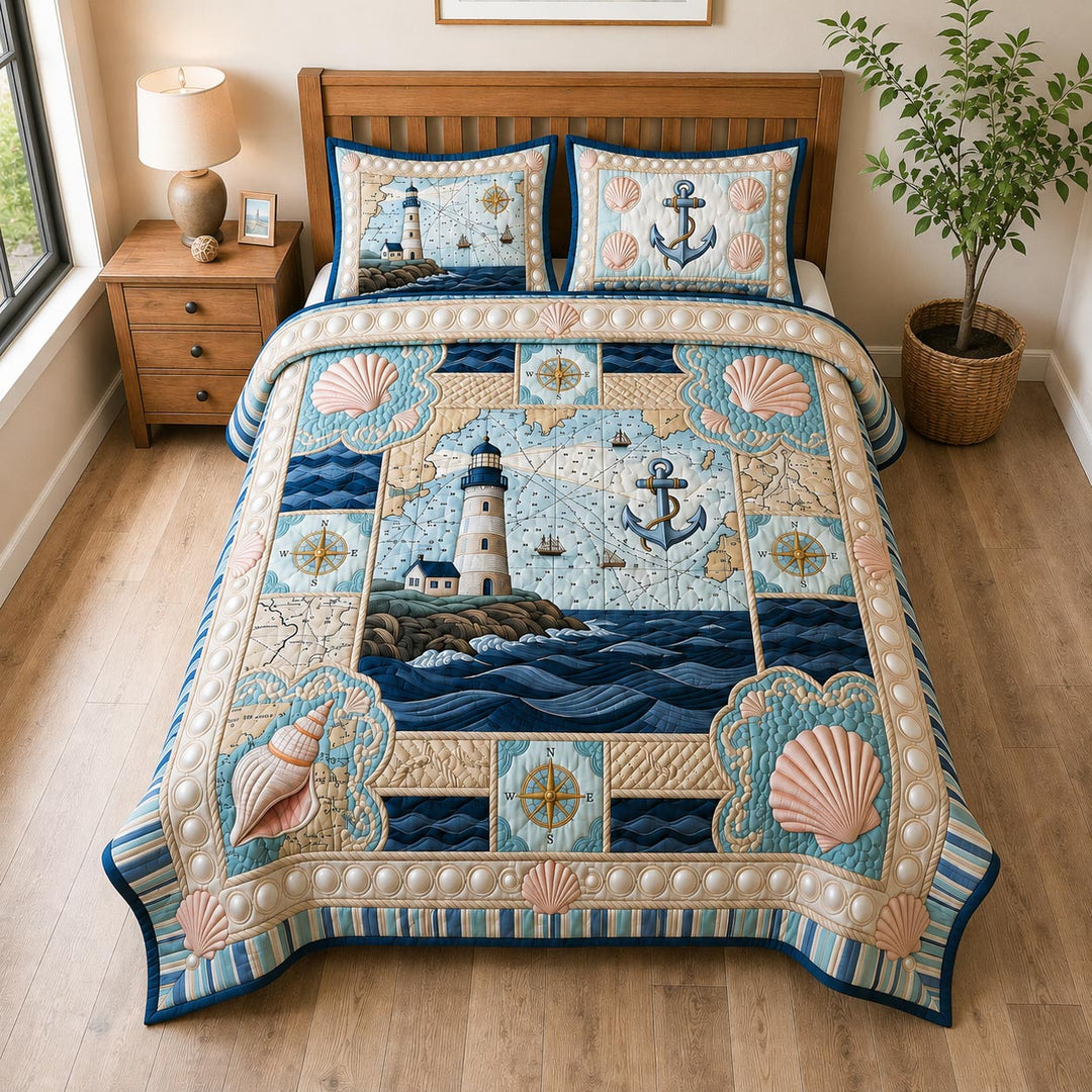 Sea Escape Bedspread Set Quilted Bedding Set