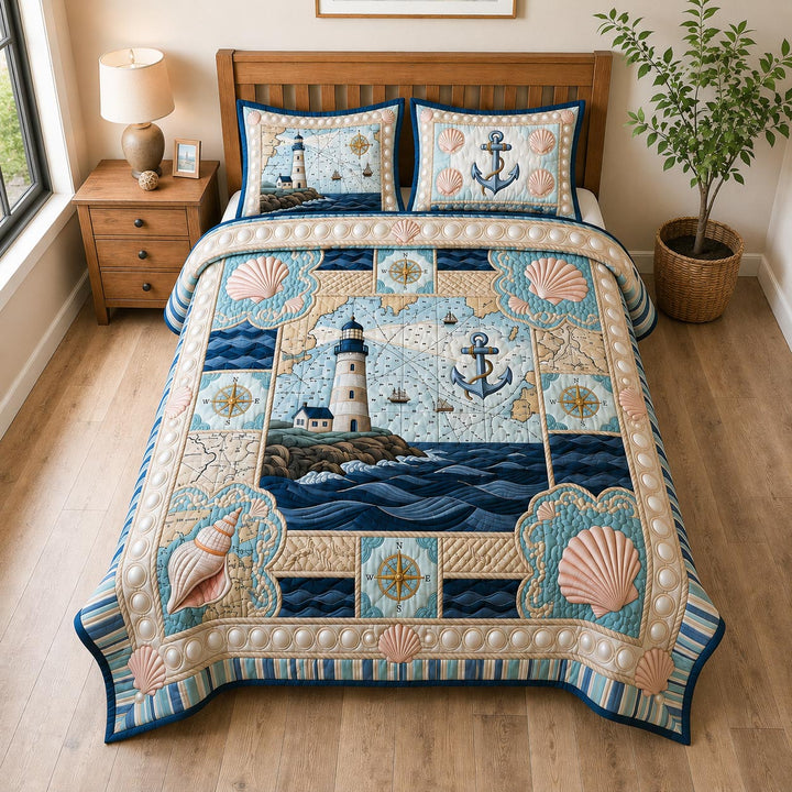 Sea Escape Bedspread Set Quilted Bedding Set