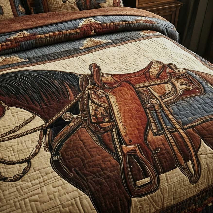 Prairie Horse Quilted Bedding Set