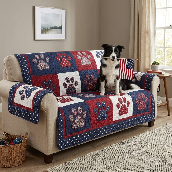 Patriotic Paws Quilted Sofa Cover