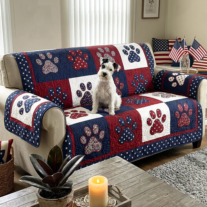 Patriotic Paws Quilted Sofa Cover