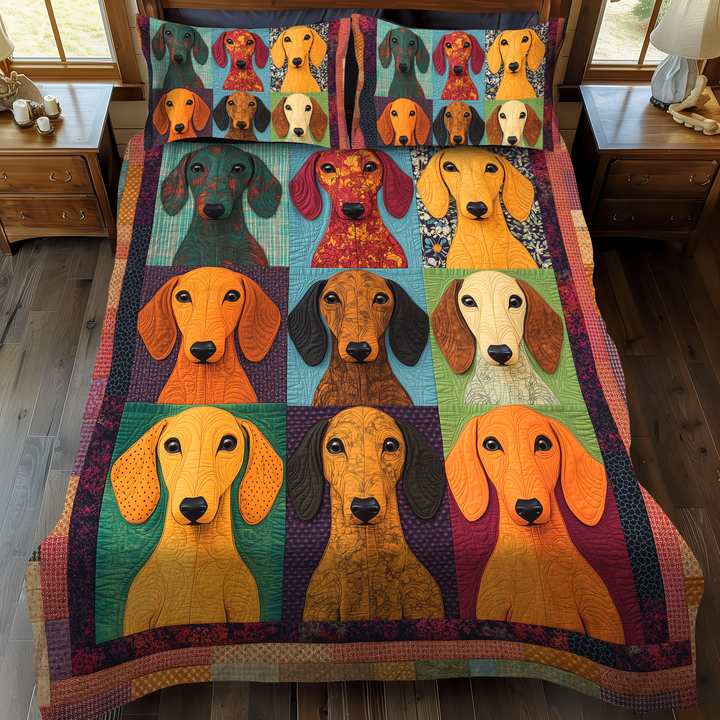 Adorable Dachshund Quilted Bedding Set