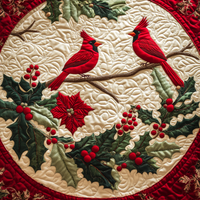 Stunning Cardinal Quilted Round Mat