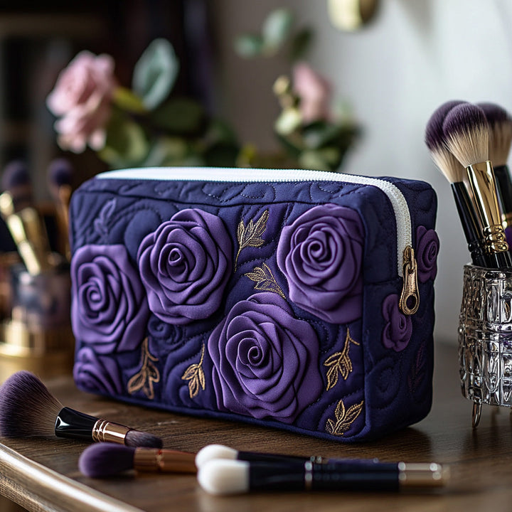 Amethyst Blossom Quilted Cosmetic Bag