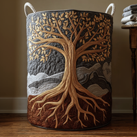 Ancient Grove Quilted Laundry Basket