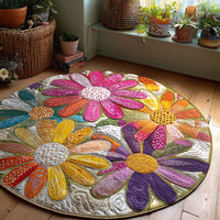 Vintage Floral Quilted Round Mat