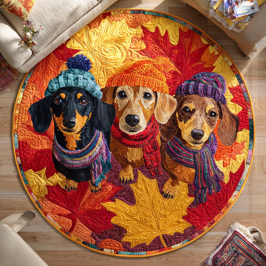 Vintage Dachshund Quilted Round Mat