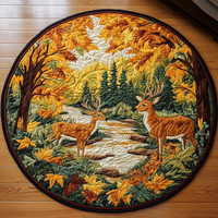 Majestic Antlered Quilted Round Mat