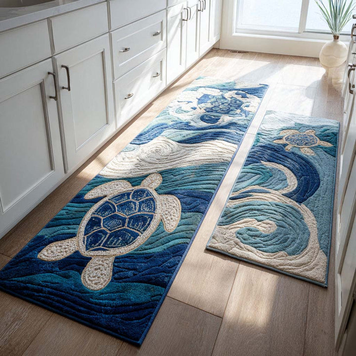 Aqua Serenity Kitchen Rug Set