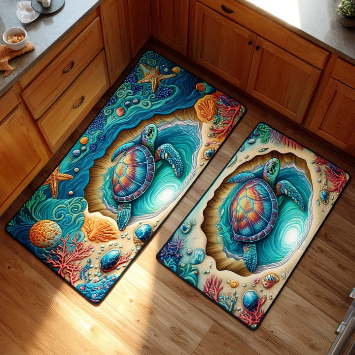Aqua Haven Kitchen Rug Set