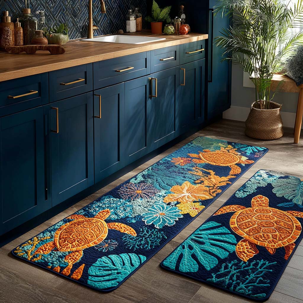Aqua Life Kitchen Rug Set