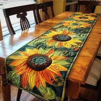 Artistic Sunflowers Garden Quilted Table Runner