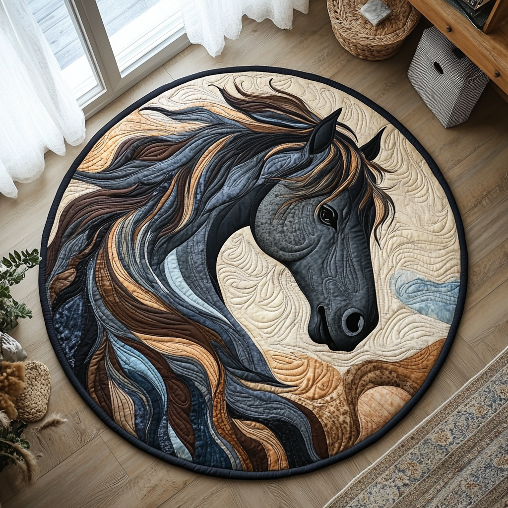 Featuring Artistic Horse Quilted Round Mat