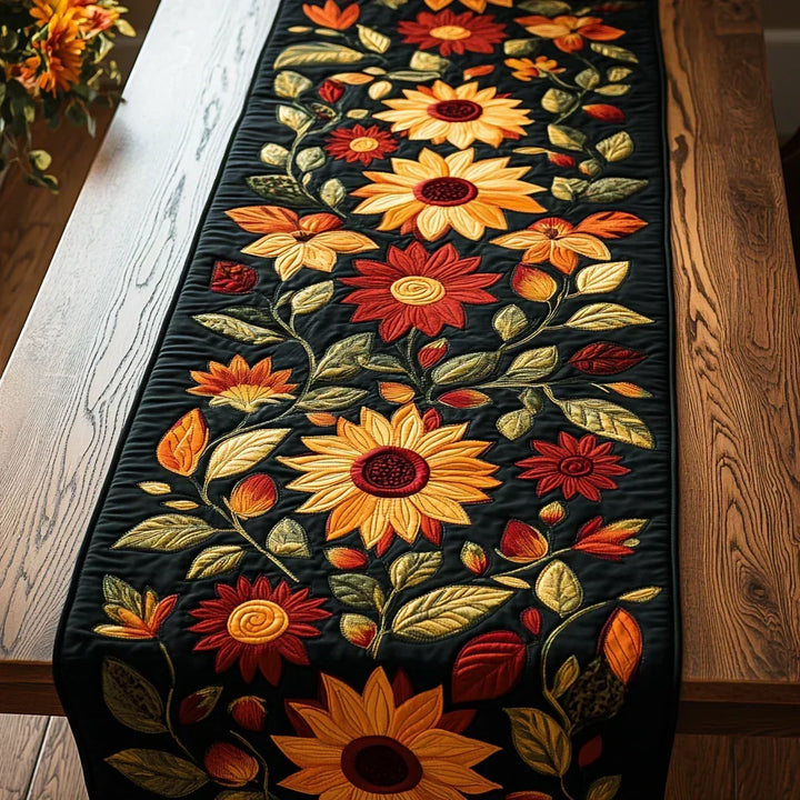 Autumn Sunflower Quilted Table Runner