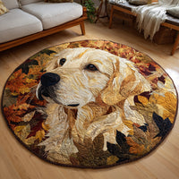 Featuring Autumn Golden Retrievers Quilted Round Mat