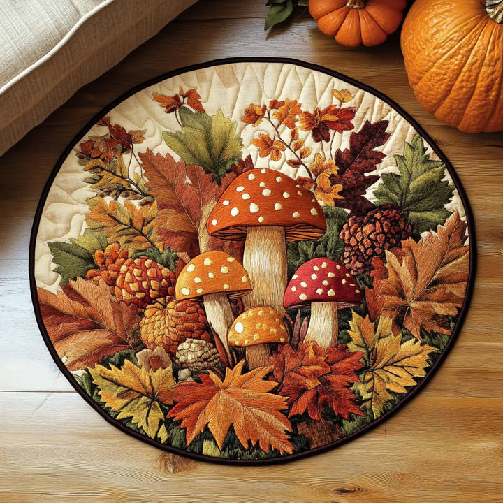 Autumn Mushroom Quilted Round Mat