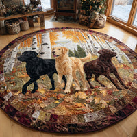 For Autumn Retrievers Quilted Round Mat