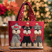 Bag Trio Of Schnauzers Quilted Tote Bag