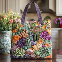 Succulent Garden Tote Quilted Tote Bag