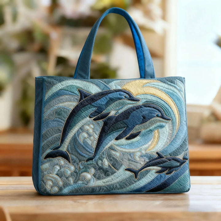 Ocean Dolphin Tote Quilted Tote Bag