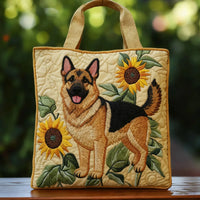 Floral Bag Featuring German Shepherd Quilted Tote Bag