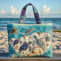 Turtle Love Artisanal Tote Quilted Tote Bag