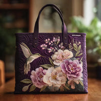 Bag Featuring Hummingbirds And Orchids Quilted Tote Bag