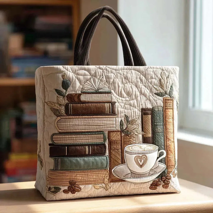 Café Chapter Bag Quilted Tote Bag