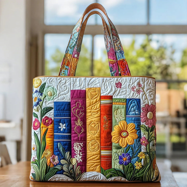 Floral Library Tote Quilted Tote Bag