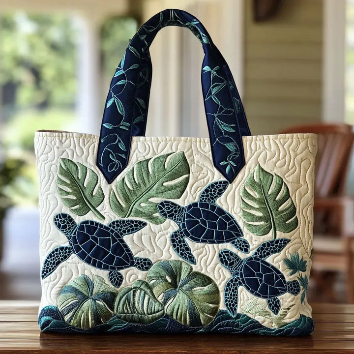 Bag Elegance Of The Sea Turtle Quilted Tote Bag
