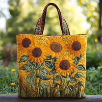 Sunflower Embellished Classic Bag Quilted Tote Bag