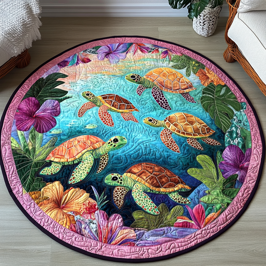 Round Beach Bliss Mat Quilted Round Mat