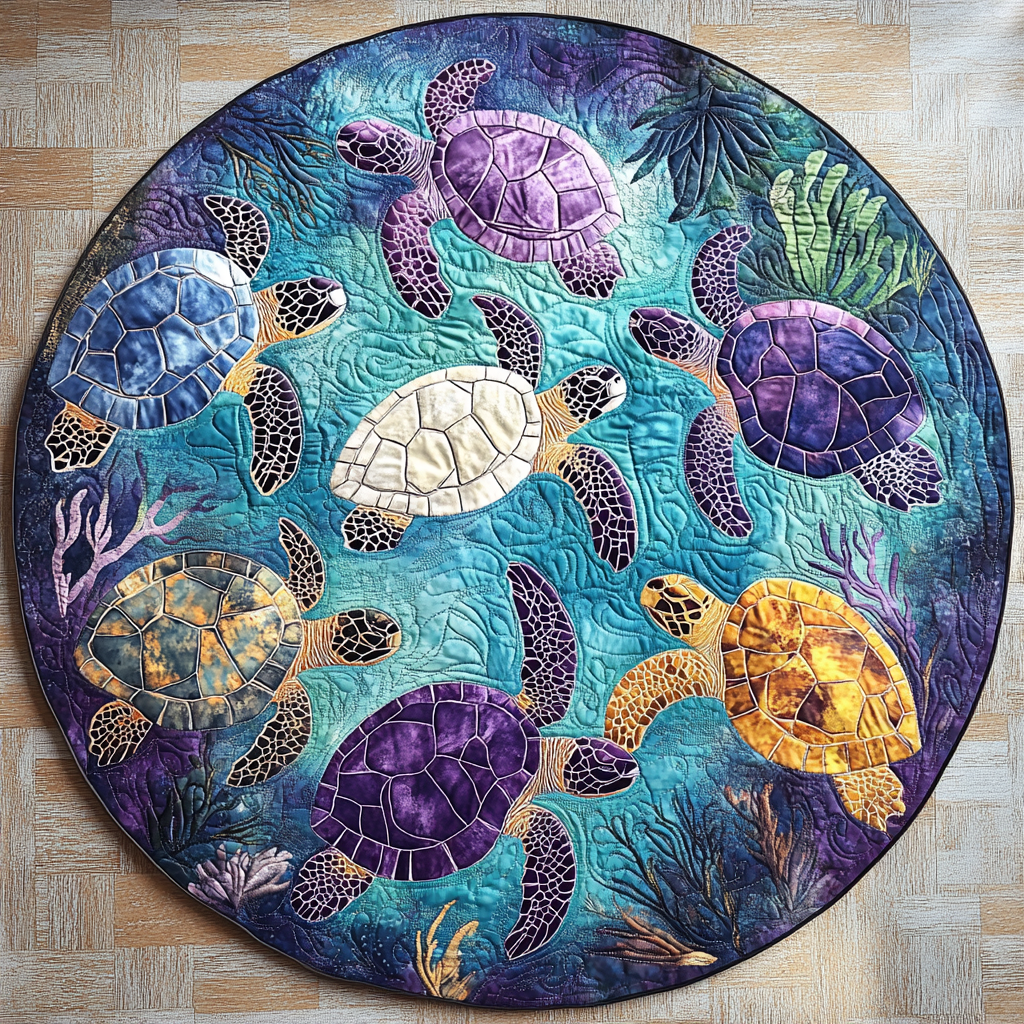 Round Beach Harmony Mat Quilted Round Mat