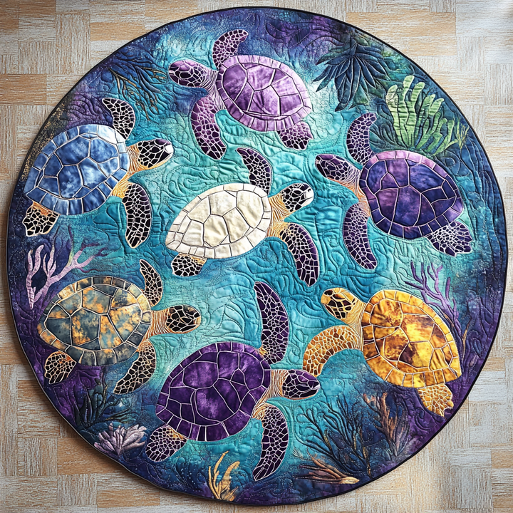 Round Beach Harmony Mat Quilted Round Mat