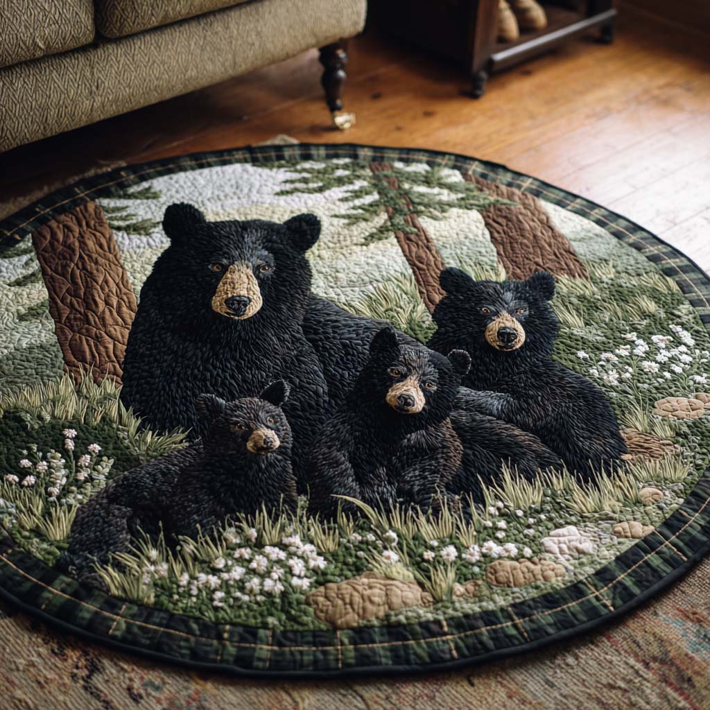 Featuring Bear Family Quilted Round Mat