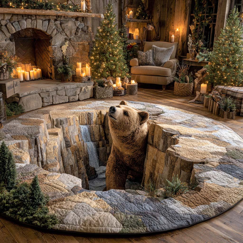 Bear Tracks Quilted Round Mat
