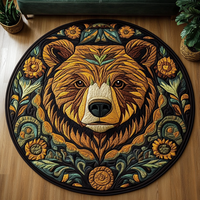 Round Bear Wilderness Mat Quilted Round Mat