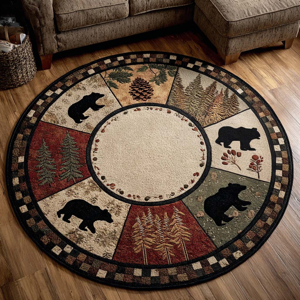 Bear Woods Quilted Round Mat