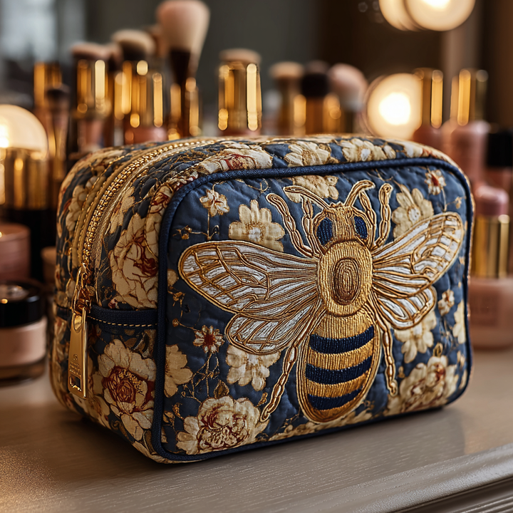 Bee Charm Quilted Cosmetic Bag