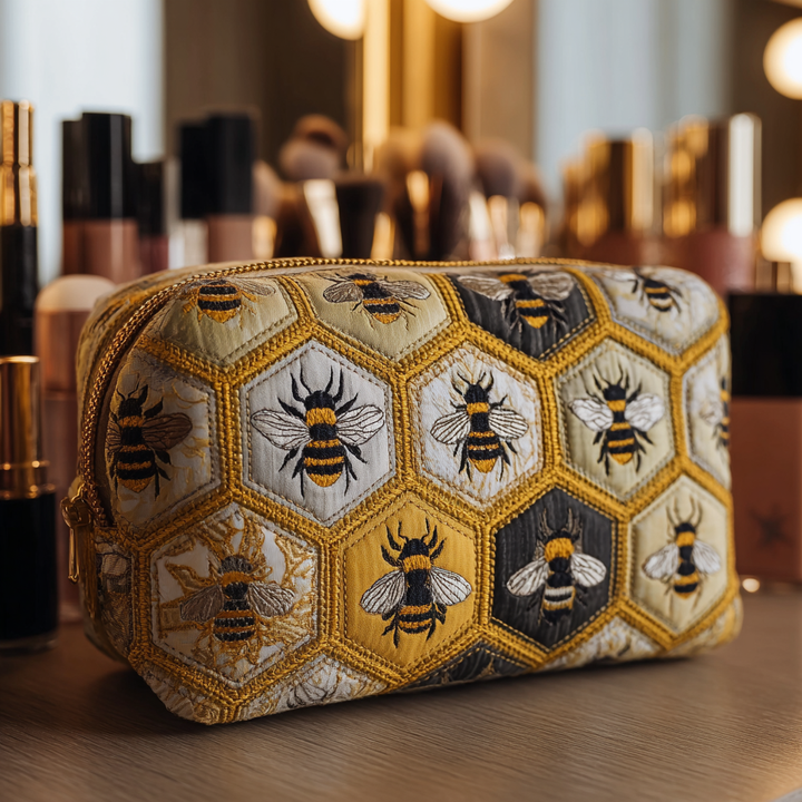 Bee Garden Quilted Cosmetic Bag
