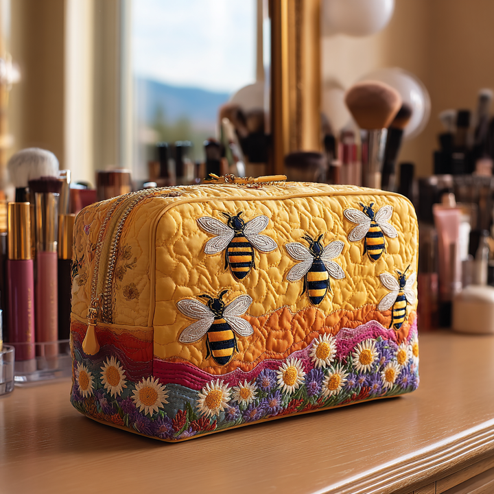 Bee Haven Quilted Cosmetic Bag