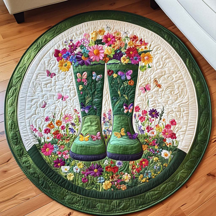 By Bloom Boots Quilted Round Mat