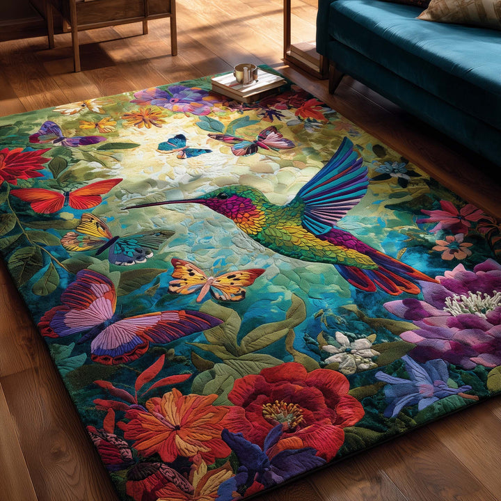Bloom Hummingbird Quilted Area Rug