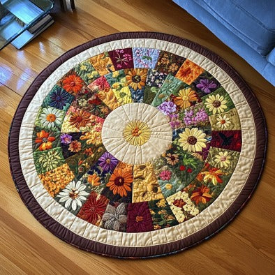 Round Bloom Wheel Mat Quilted Round Mat