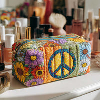 Blooming Peace Quilted Cosmetic Bag